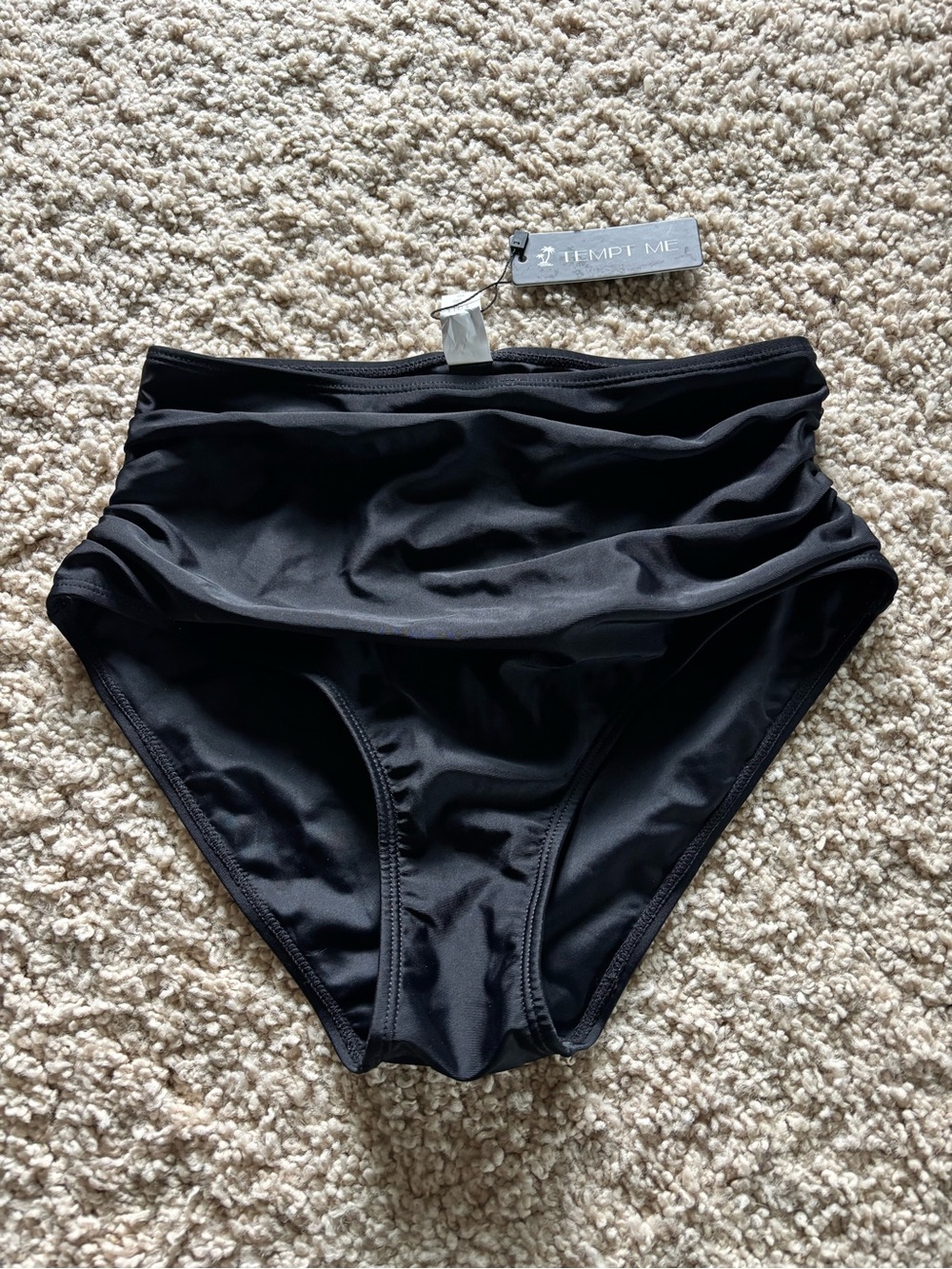 Black High-Waist Swim Bottoms